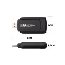 USB WiFi адаптер 1300 Mbps с двойна антена, 2.4/5 GHz