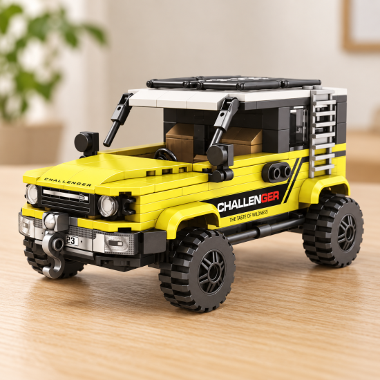 Конструктор Suzuki Jimny – жълт джип с багажник и стълба, 295 части