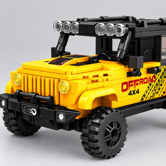 Конструктор Jeep Wrangler – жълт джип 4x4 с прожектори, 305 части