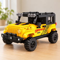 Конструктор Jeep Wrangler – жълт джип 4x4 с прожектори, 305 части