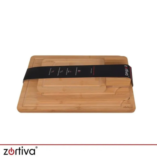Бамбукови дъски за рязане 3 бр. със стойка, до 38 × 25 см