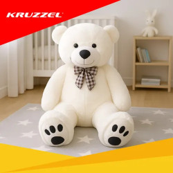 Голямо плюшено мече 140 см с панделка Kruzzel, екрю