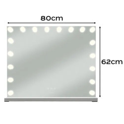 Холивудско огледало с LED осветление 80 × 62 см и огледалце 10x