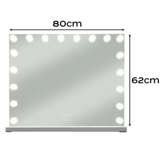 Холивудско огледало с LED осветление 80 × 62 см и огледалце 10x