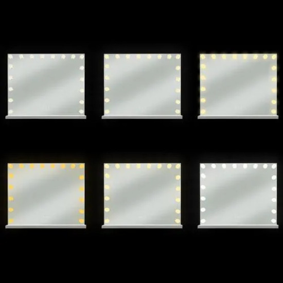 Холивудско огледало с LED осветление 80 × 62 см и огледалце 10x