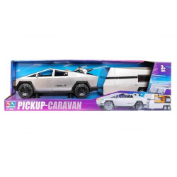 Играчка Tesla Cybertruck с каравана и ATV – светлини и звук, 52 см