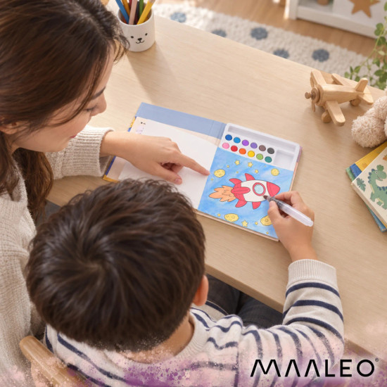 Книжка за оцветяване с водни бои и четка – Астронавт, Maaelo