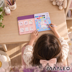 Книжка за оцветяване с водни бои и четка – Еднорог, Maaelo