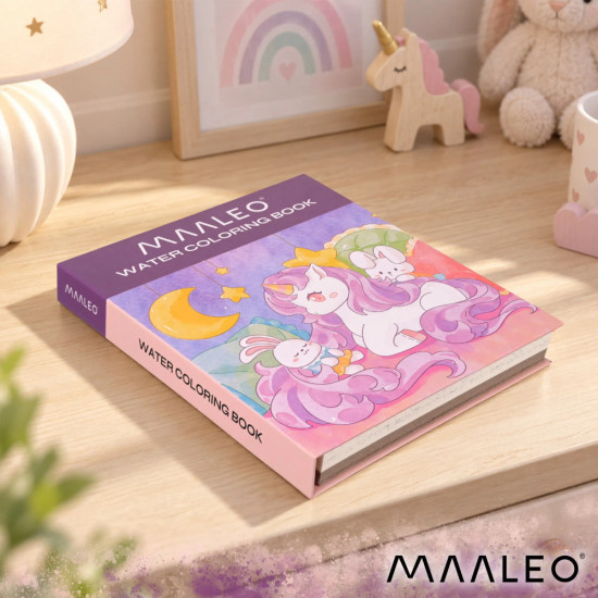 Книжка за оцветяване с водни бои и четка – Еднорог, Maaelo
