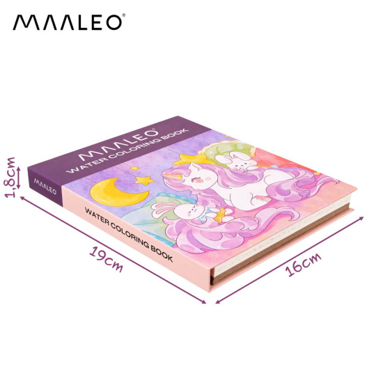 Книжка за оцветяване с водни бои и четка – Еднорог, Maaelo
