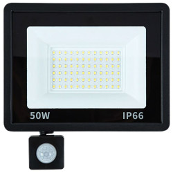 LED прожектор 50 W със сензор за движение и здрач – IP66, 6000K