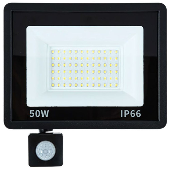 LED прожектор 50 W със сензор за движение и здрач – IP66, 6000K