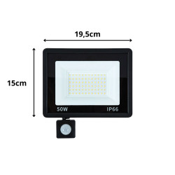 LED прожектор 50 W със сензор за движение и здрач – IP66, 6000K