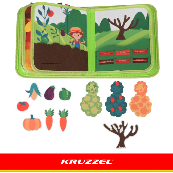Тиха сензорна книжка „Ферма“ Kruzzel – 20 занимания, 2+ години