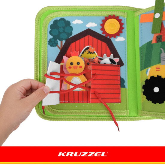 Тиха сензорна книжка „Ферма“ Kruzzel – 20 занимания, 2+ години