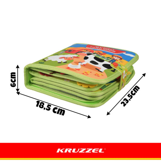 Тиха сензорна книжка „Ферма“ Kruzzel – 20 занимания, 2+ години