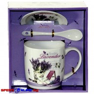 Порцеланова чаша , чинийка и лъжичка - BEAUTIFUL LAVENDER