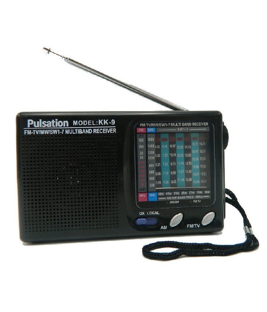 Преносимо радио Pulsation KK-9, FM, SW, TV, високо чувствителна антена, Черно