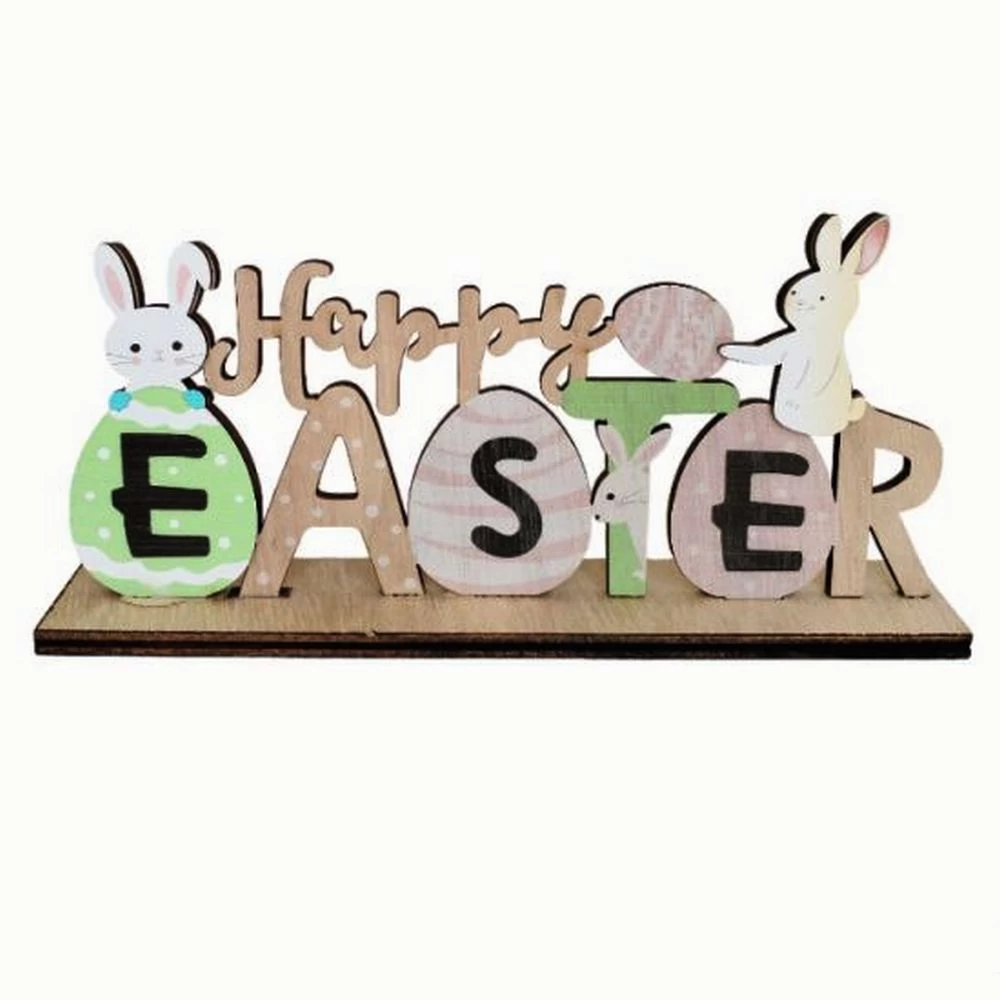 Дървена великденска украса Happy Easter